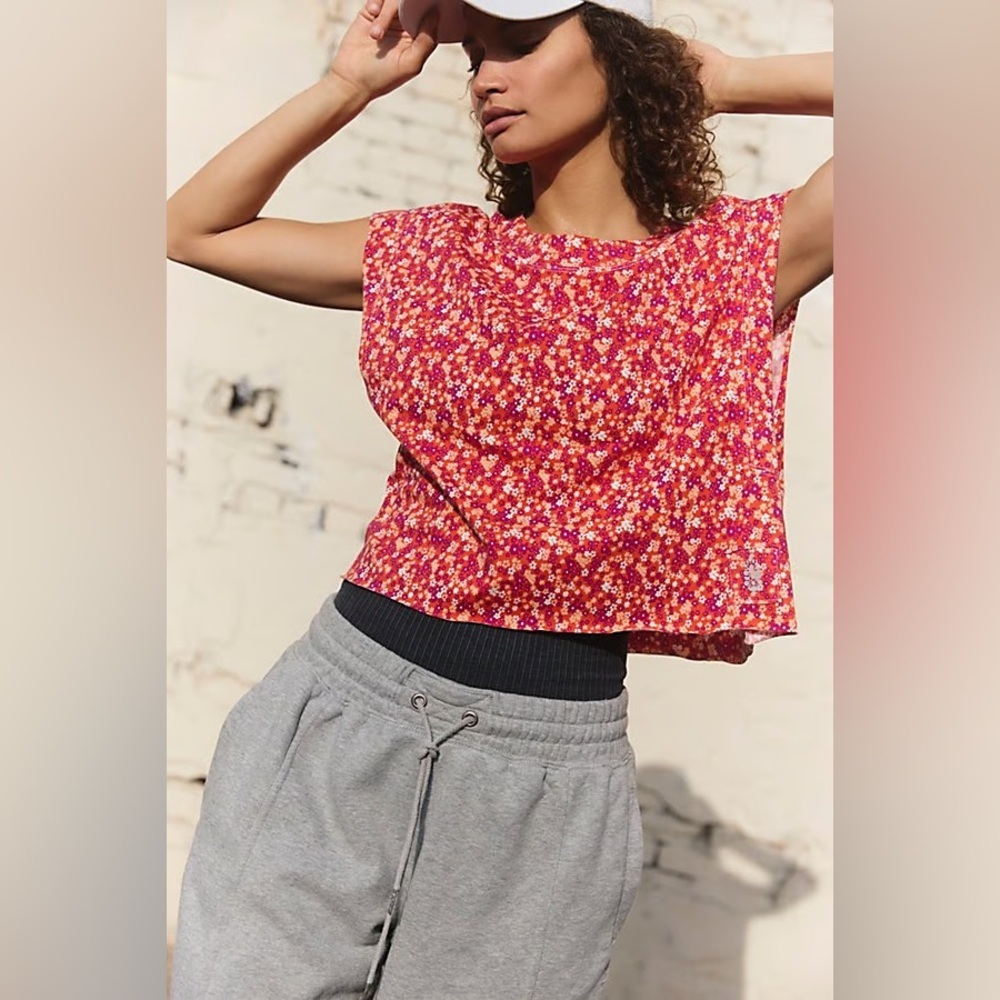 FP Movement Inspire Printed Tank NWT Mini Floral Print Scarlet Combo Size M